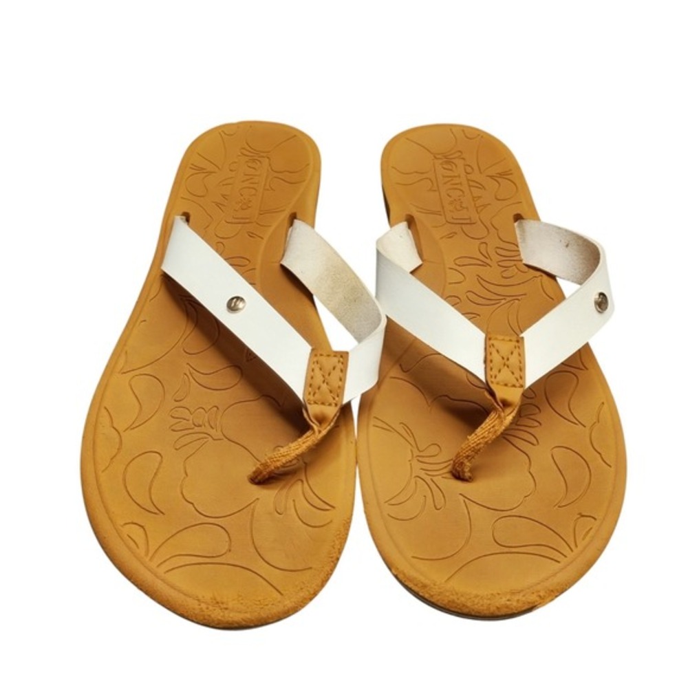 Oncai Flip Flop Yoga Mat Sandals‎ Womens 10 Brown White Beachwear Slip On